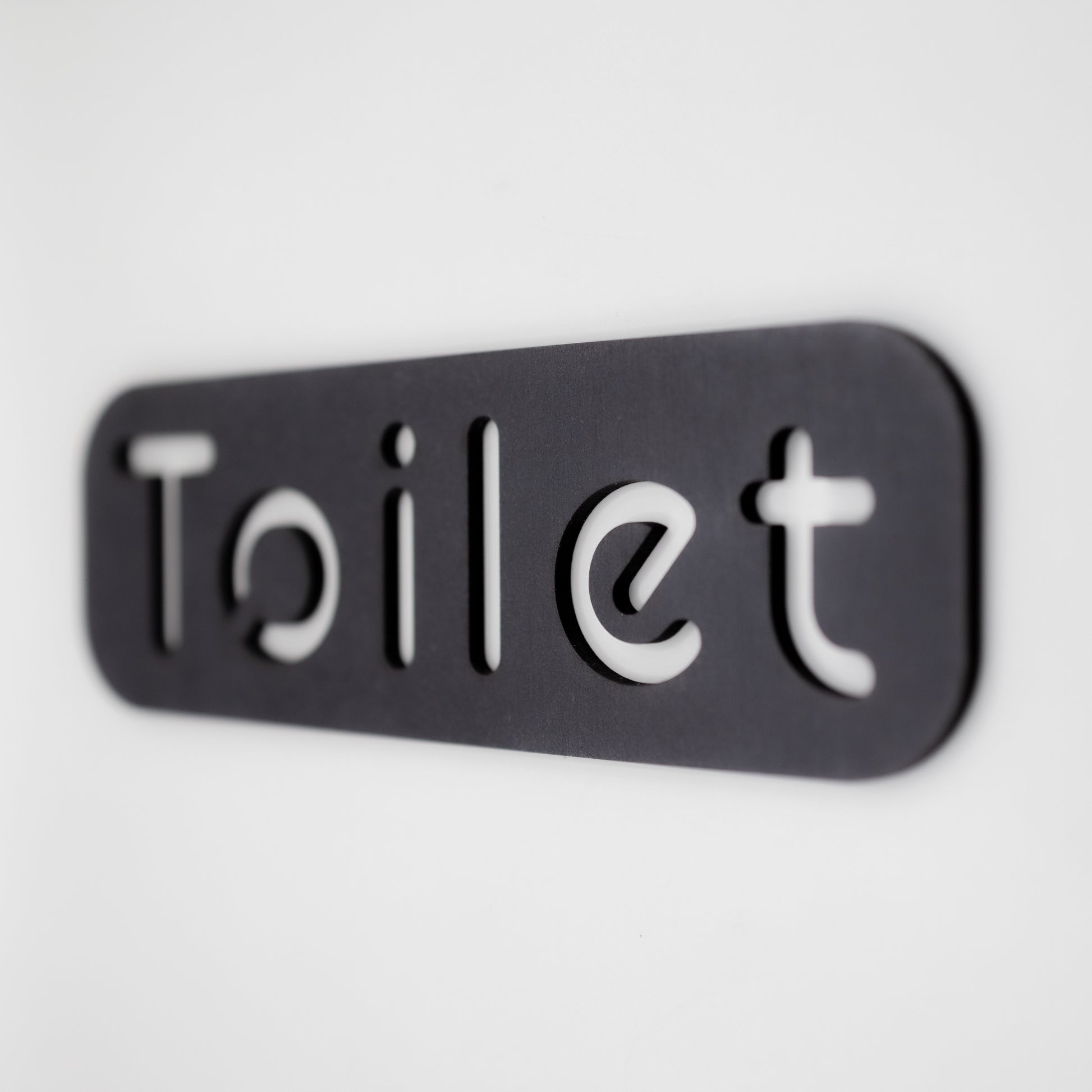 Black MDF toilet sign