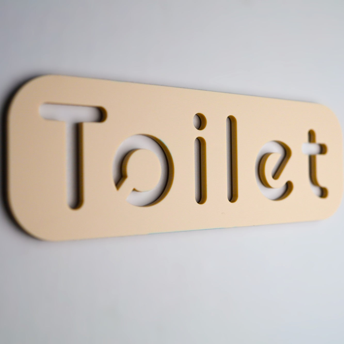 Premium bathroom sign with rounded edges and professional finish.