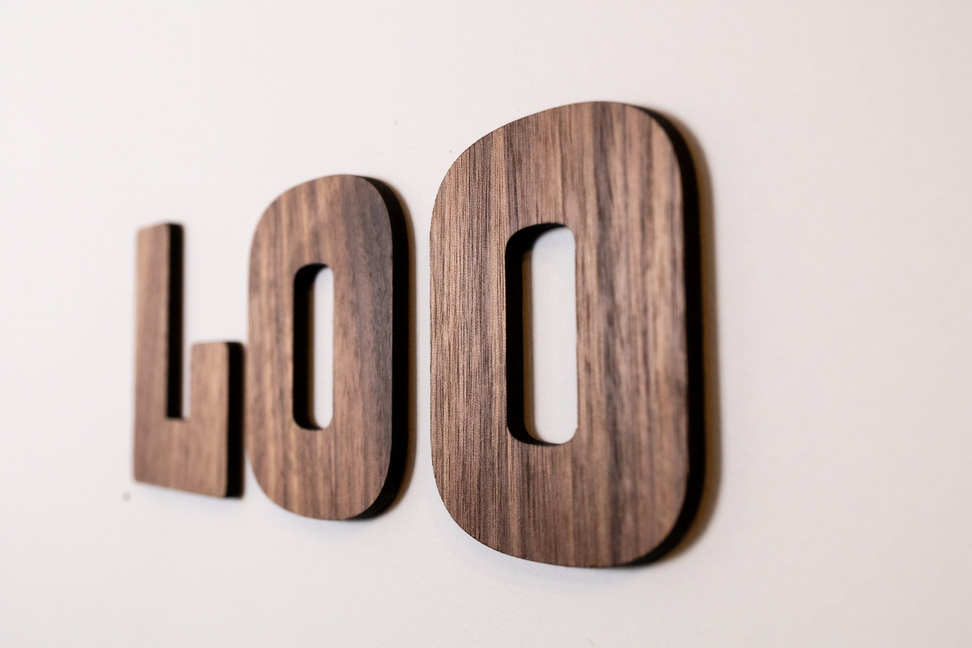 black walnut Loo sign