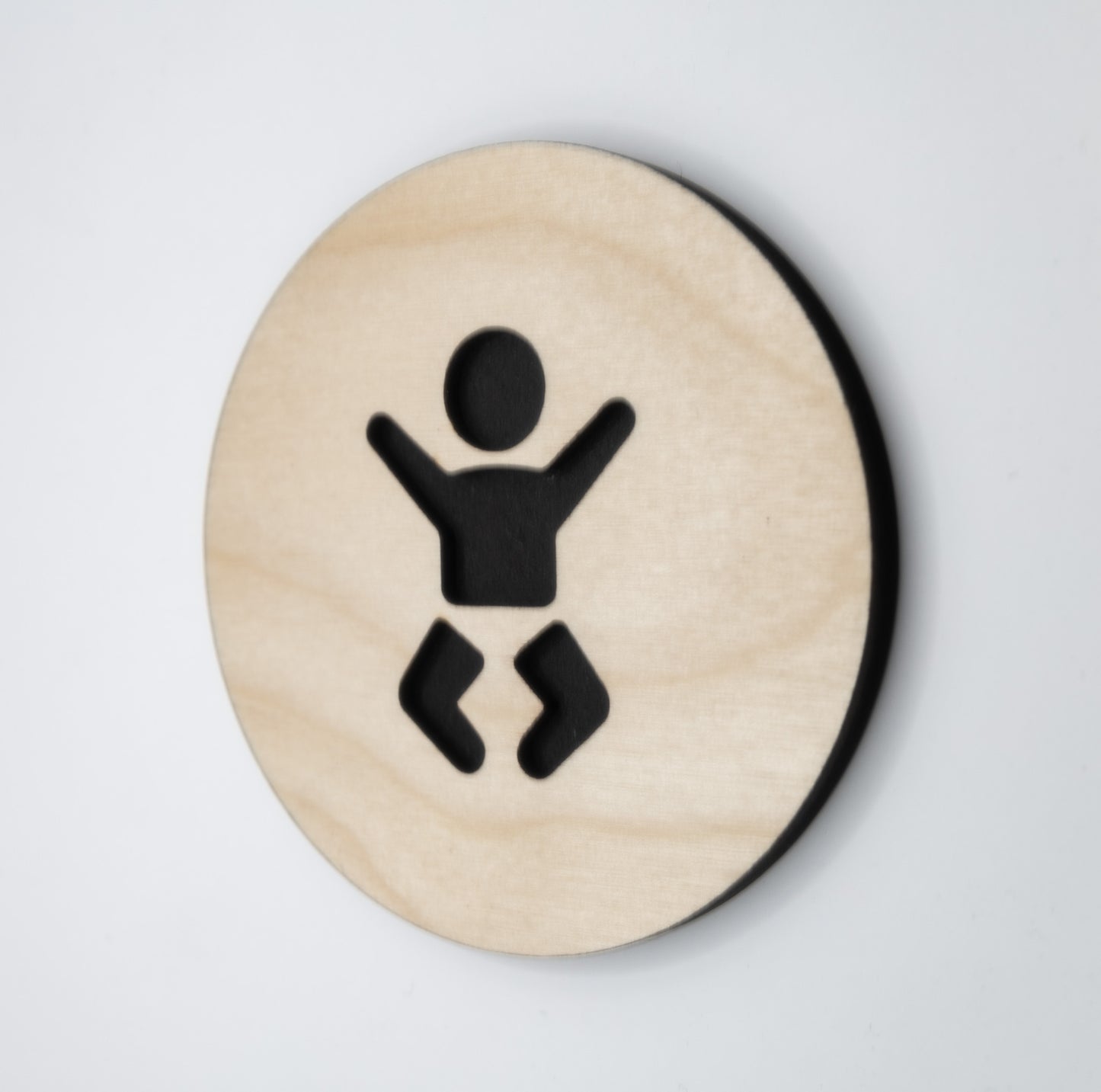 Easy-to-install contemporary sign for baby changing areas and bathrooms.