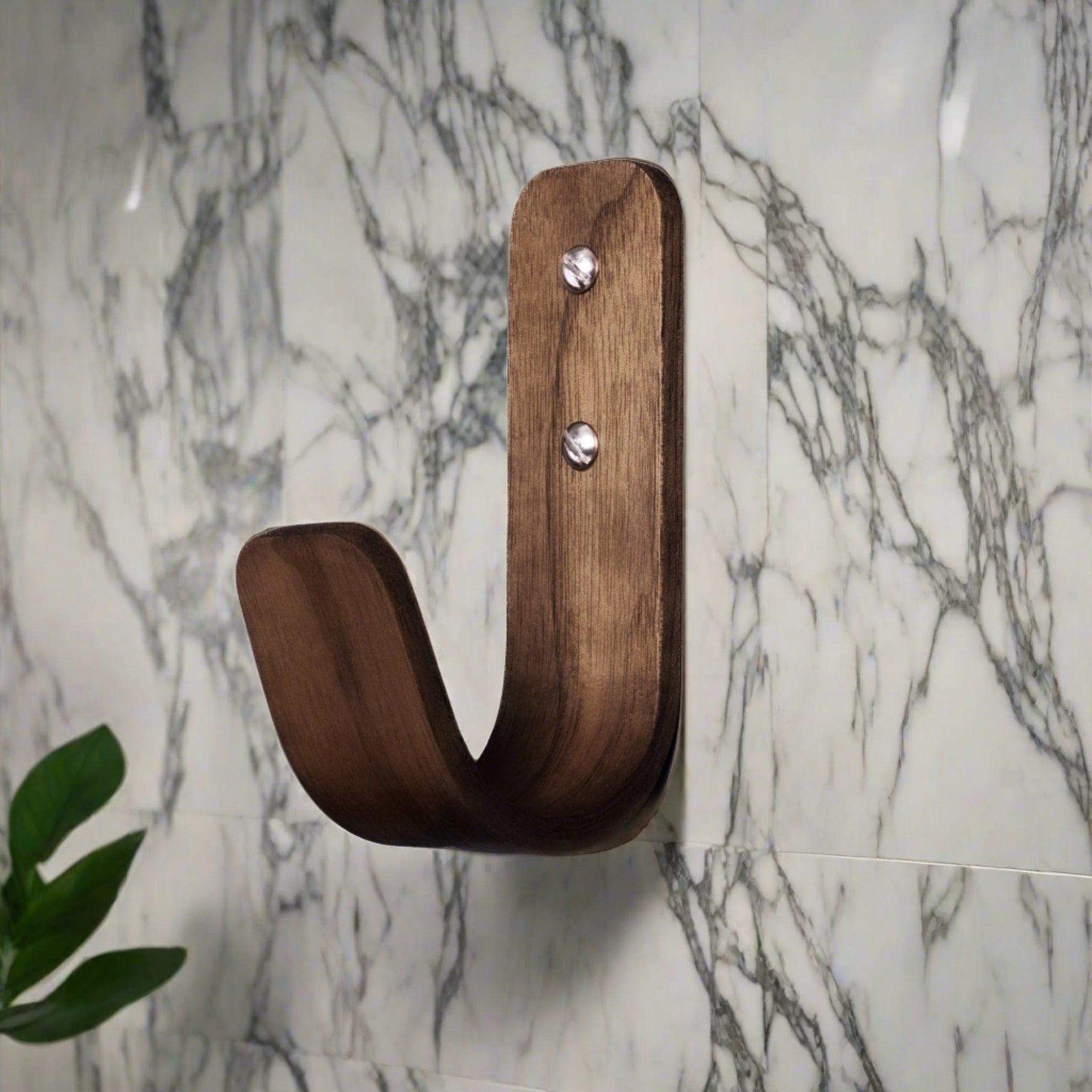 Curved Hardwood Wall Hooks Walnut Brass