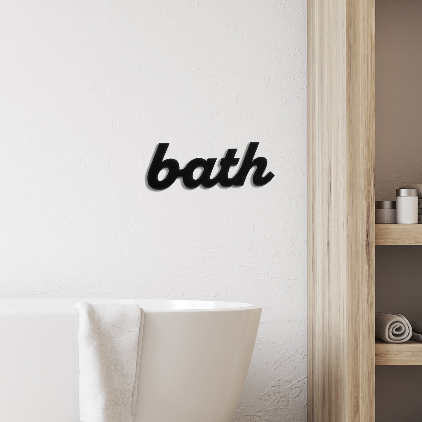 rustic wood bathroom sign with adhesive dots